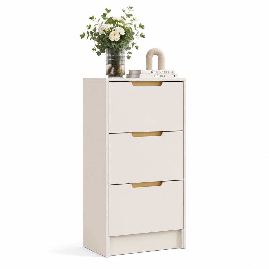 Cassettiera a 3 cassetti bianco avorio in pannello truciolare rettangolare 60 x 40 x 120 cm