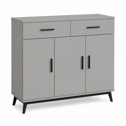 Credenza 3 ante 2 cassetti grigia in truciolare rettangolare 100 x 40 x 100 cm