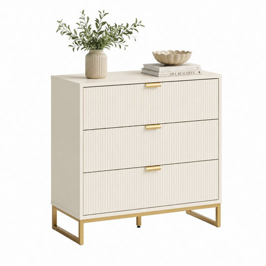 Credenza con 3 cassetti avorio in MDF rettangolare 80 x 40 x 90 cm