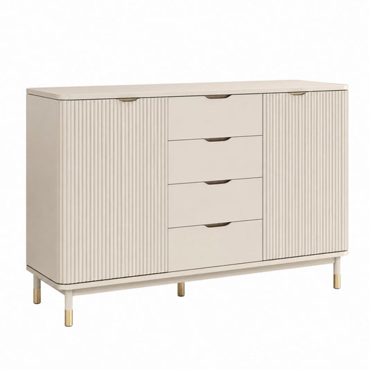 Credenza da sala da pranzo beige in MDF con 4 cassetti e 2 ante 160 x 45 x 90 cm