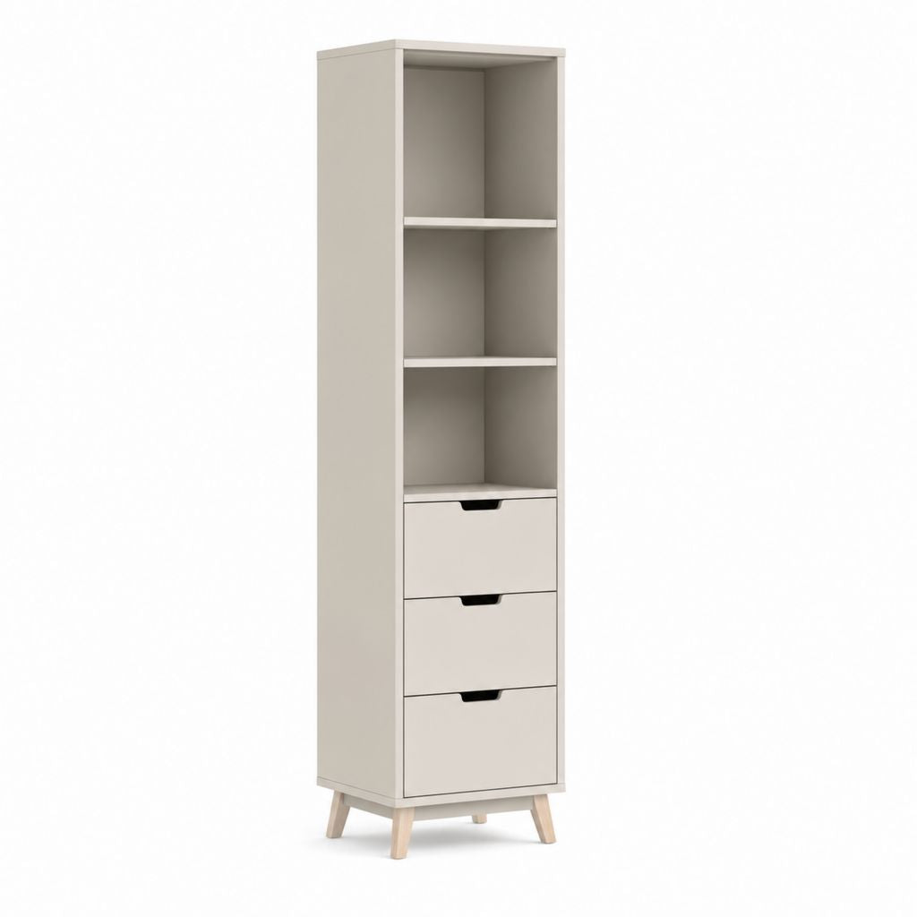 Mobile a colonna con 3 cassetti e 3 ripiani beige in pannello truciolare 60 x 40 x 180 cm