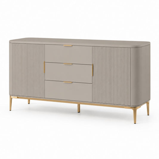 Credenza da sala da pranzo tortora in MDF 160 x 45 x 85 cm con 3 cassetti e 2 ante