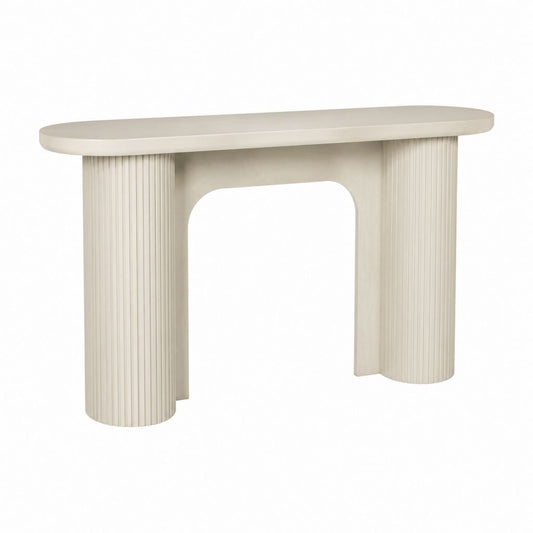 Consolle da ingresso beige in MDF con piano ovale 120 x 35 x 80 cm