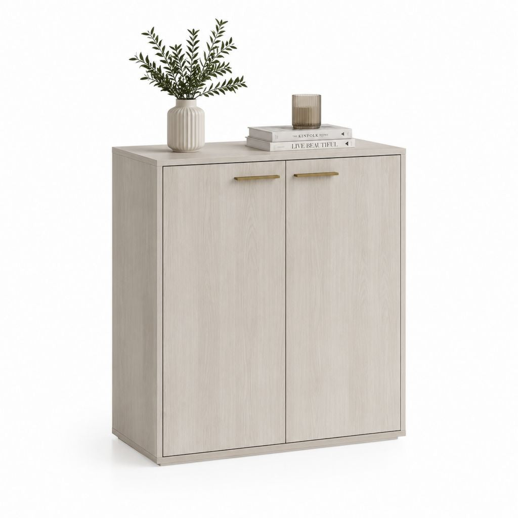Credenza a 2 ante rovere chiaro in pannello truciolare 80 x 40 x 90 cm