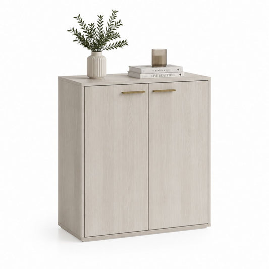Credenza a 2 ante rovere chiaro in pannello truciolare 80 x 40 x 90 cm