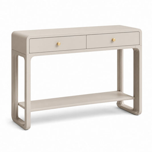 Consolle da ingresso beige in MDF con 2 cassetti e ripiano 100 x 35 x 80 cm