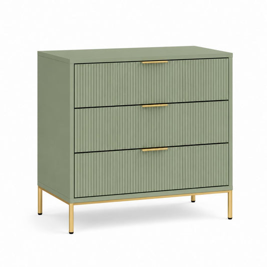 Credenza 3 cassetti verde salvia in MDF rettangolare 80 x 40 x 90 cm